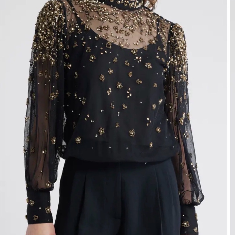 FARM Rio Embroidered tulle bubble top - Picture 2 of 7